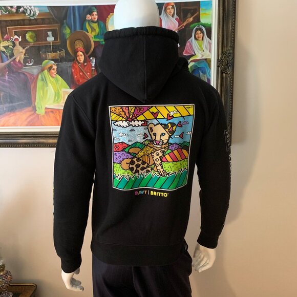 Romero Britto x  Black Jaguar White Tiger Foundation “Karma” Black Zip Closure H - Picture 6 of 12